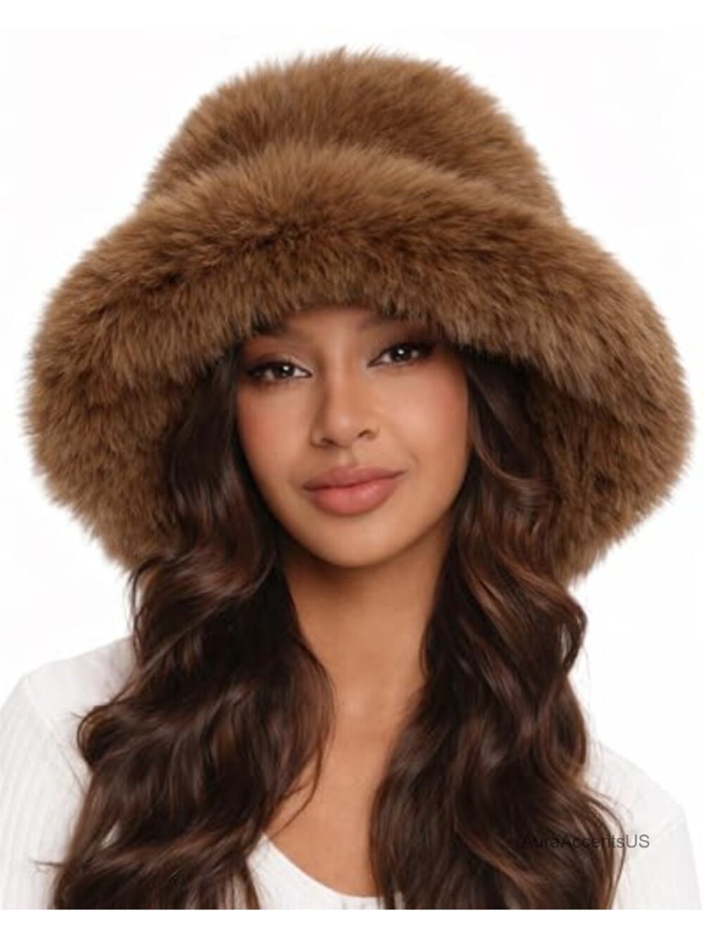 Oversized Faux Fur Bucket Hat Fluffy Plush Fuzzy Winter Warm